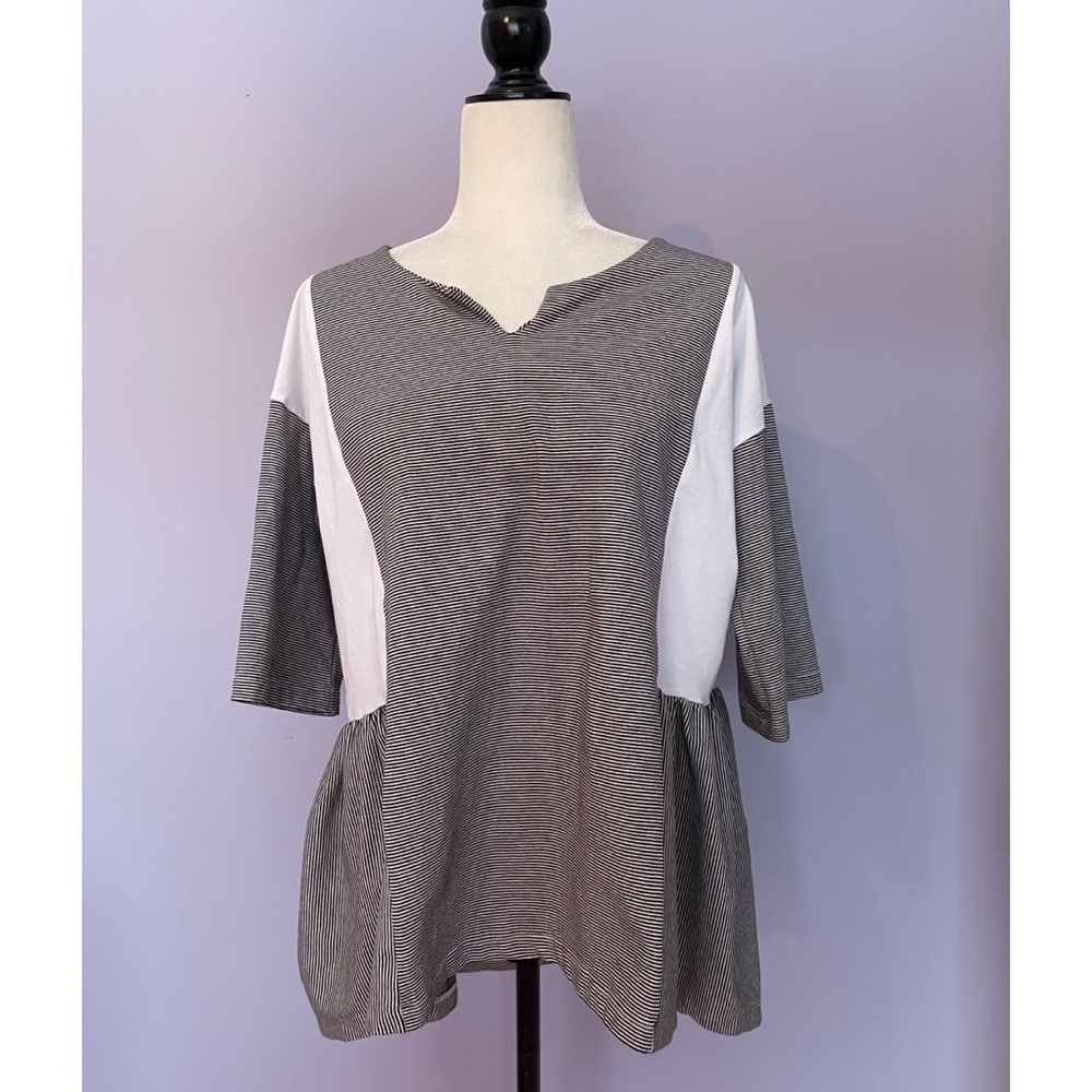 IRIDIUM striped ruffle blouse